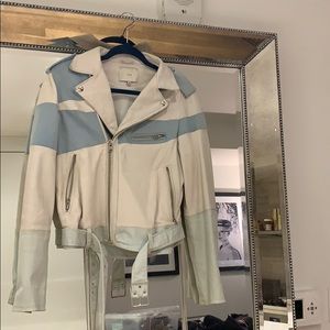 Iro leather/denim moto jacket